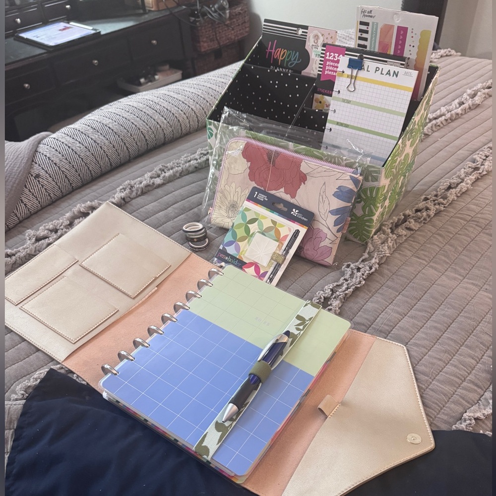** RESERVED ** Erin Condren Champagne Cover and Vibrant Home Office Calendar Set - Picture 2 of 5